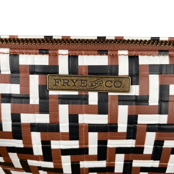 Frye & Co Faux Leather Brown Black & White Print Women's Crossbody Shoulder Bag - Picture 3 of 16